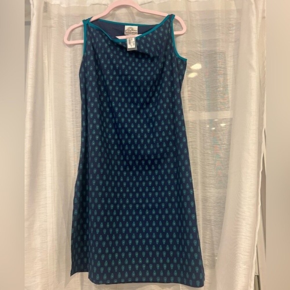 Sabhyata Dress Sleeveless Blue and Green Print Women's Sz L India Dress NEW